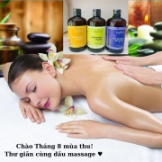 Chào Tháng 8 mùa thu!  Thư giãn cùng Dầu Massage của Tinh dầu 100 shop!