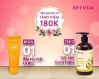 Tri ân 20/10, tặng 180k cho combo Sữa rửa mặt GOBO và Sữa tắm Gừng nghệ