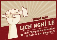 THÔNG BÁO LỊCH NGHỈ LỄ 30/4 - 1/5