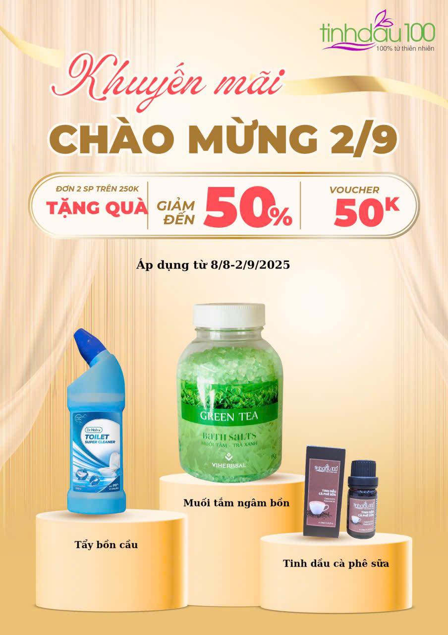 Chào mừng Quốc Khánh 2/9 - ưu đãi cực hot tại Tinh dầu 100 Shop