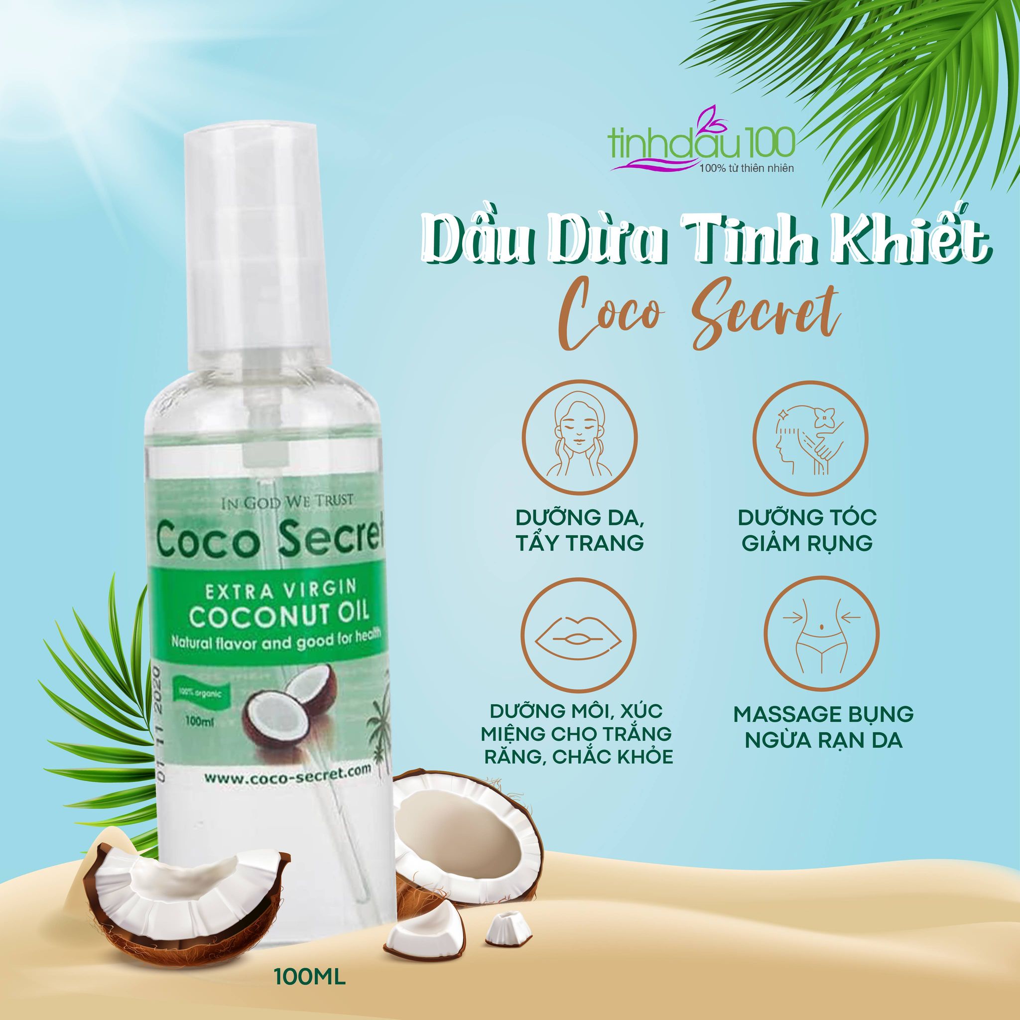 Mua Dầu dừa ép lạnh tinh khiết Coco-Secret 500 ml tại Coco-Secret Sản phẩm  từ thiên nhiên